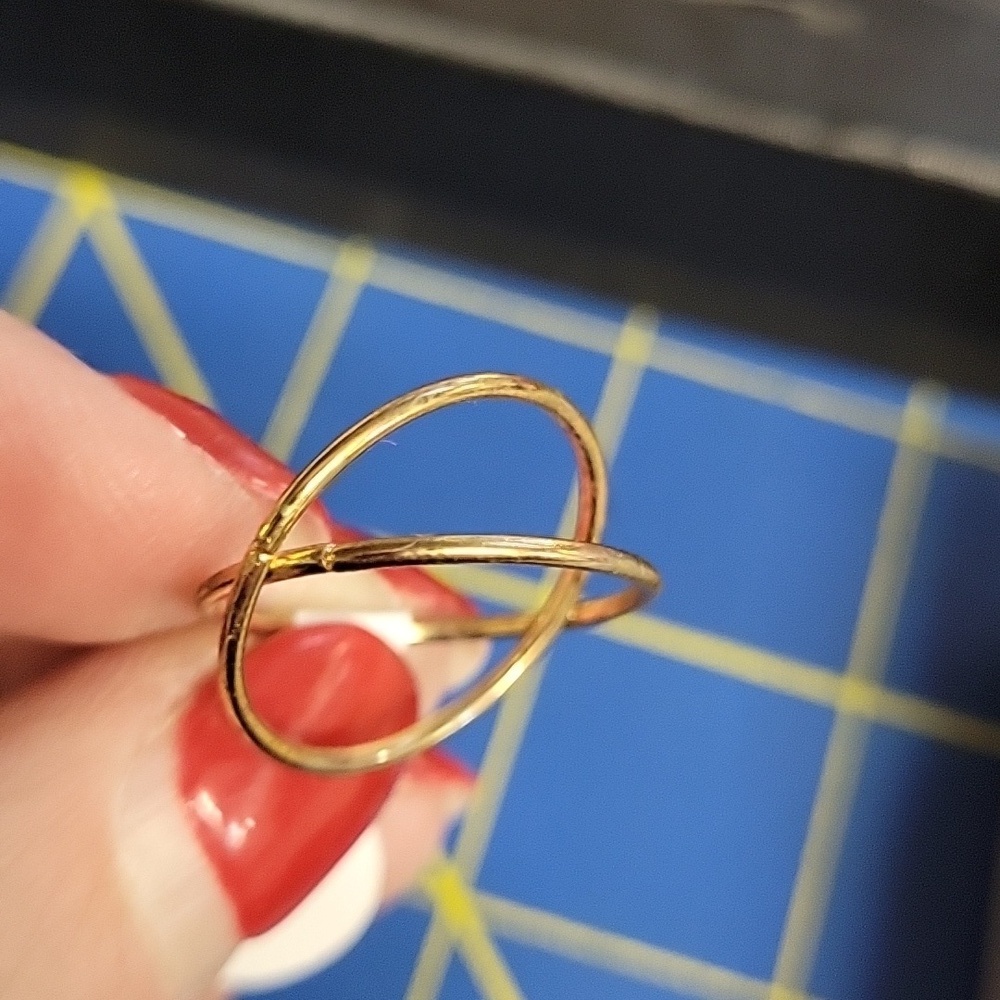 Double Ring Gold Tone Size 7